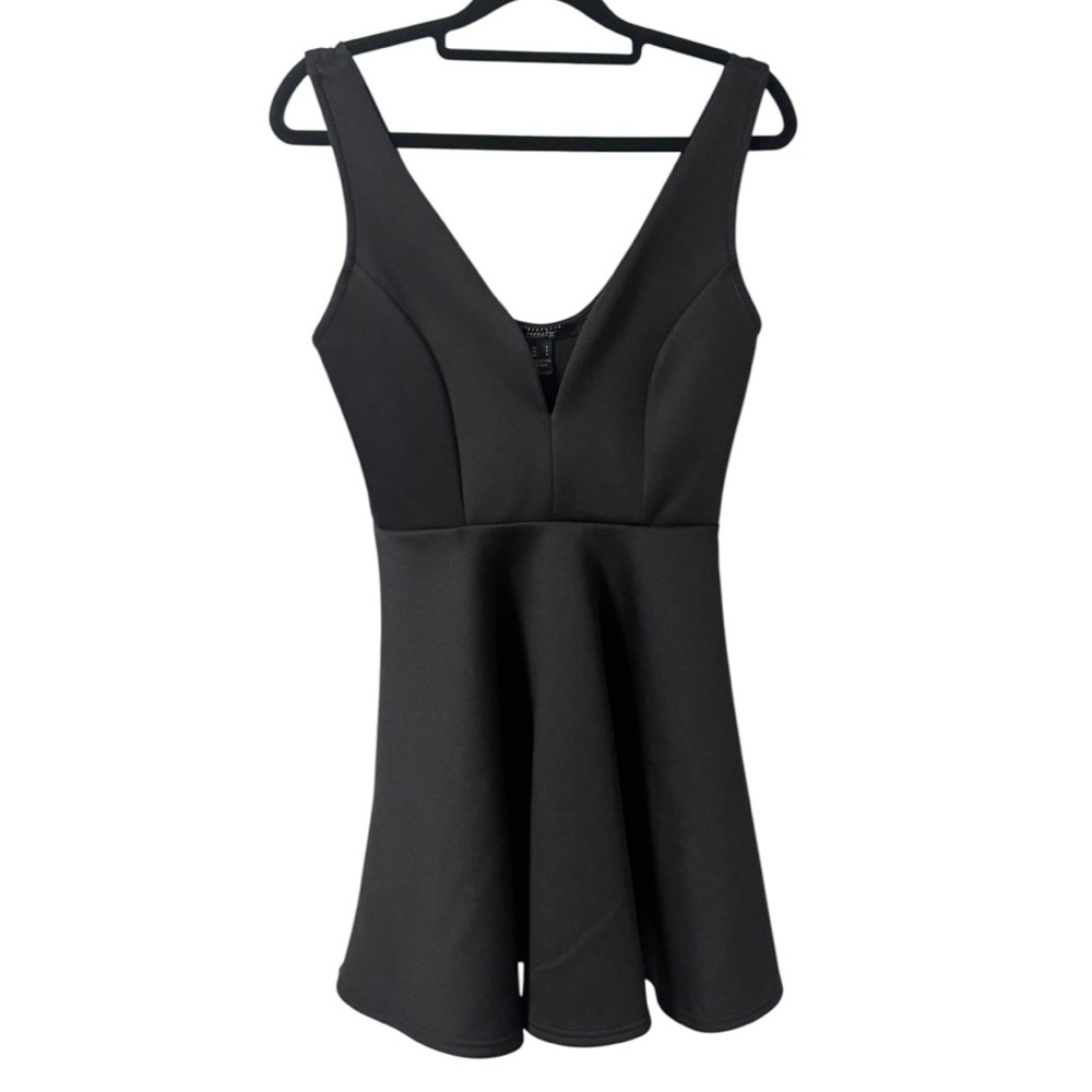 Streetwear Society V Neck Black Mini Dress Scuba Small Little Black Dress Skater